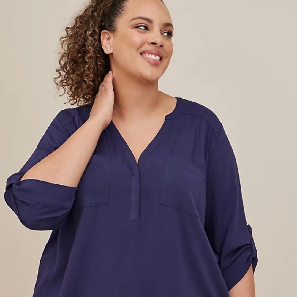 Harper Rayon Slub Pullover 3/4 Sleeve Blouse